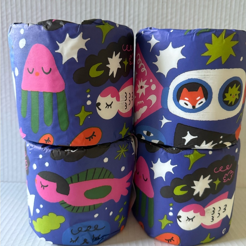 Whimsical What the crap toilet paper- wrapper glows in the dark - 4 rolls NEW !